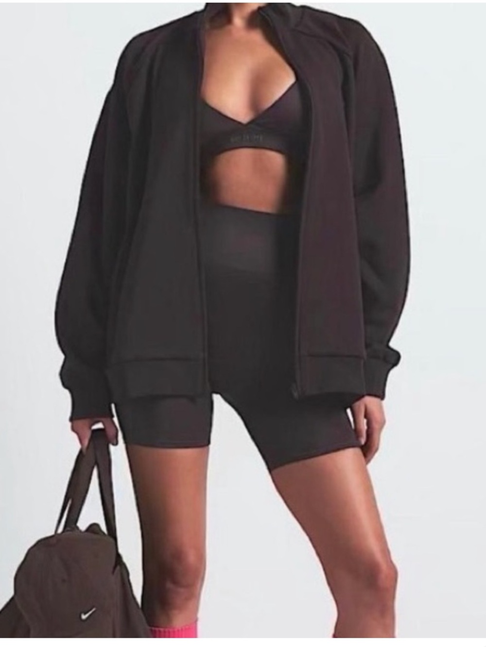 SKIMS oversized track jacket in dark roast